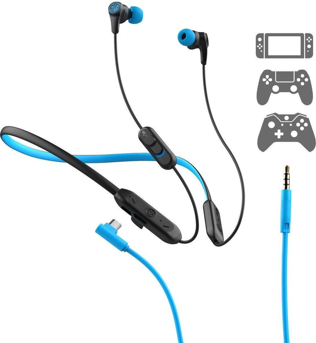 JLab Play Gaming Bluetooth Oordopjes met Nekband - Draadloze Oortjes - Ideaal om te gamen - 8 Uur Batterijduur - Geschikt Voor PS / Nintendo / Xbox