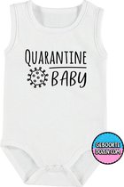 Romper - Quarantine Baby - maat 62/68 - kap mouwen - baby - baby kleding jongens - baby kleding meisje - rompertjes baby - rompertjes baby met tekst - kraamcadeau meisje - kraamcad