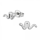 Aramat jewels ® - Oorbellen slang zweerknopjes zilverkleurig chirurgisch staal 10x5mm