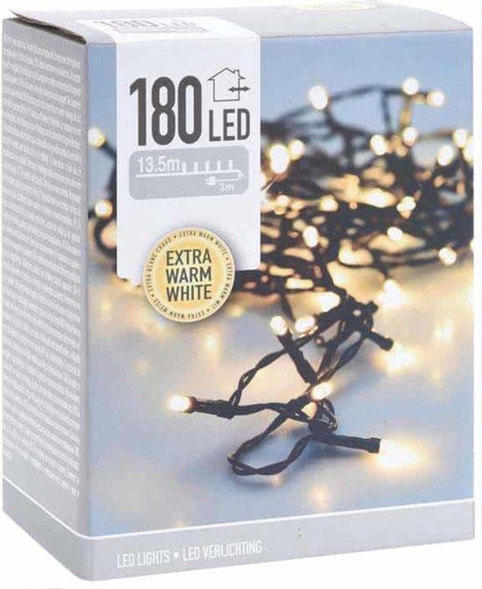Deluxe Kerstverlichting LED - 13.5m - voor Binnen en buiten - 180 LED's - warm wit - kerstdecoratie - kerstboomverlichting - Kerstboompje