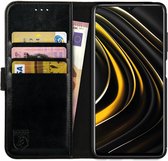 Rosso Element Book Case Wallet Hoesje Geschikt voor Xiaomi Poco M3 | Portemonnee | 3 Pasjes | Magneetsluiting | Stand Functie | Zwart