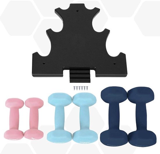 SONGMICS Dumbbells, Dumbbell Set 2 x 5 kg, Dumbbells with Dumbbell Stand, 2 x 1 kg, 2 x 2 kg, 2 x 3 kg, Strength Training, Home, Office, Gym, Black
