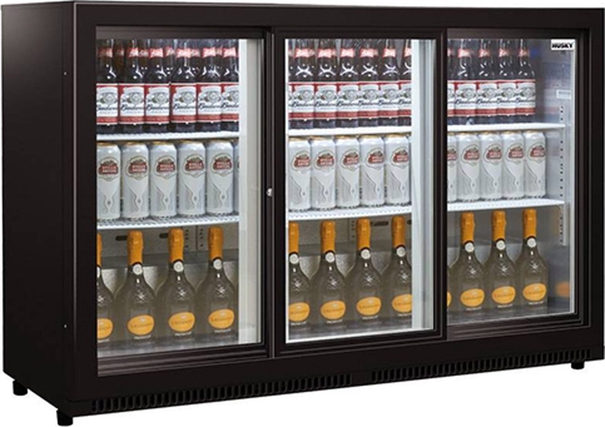 Husky C3SLIDE-865-BK-NL-HU - Flessen Koelkast - Horeca - Met Schuifdeuren - 301 Liter - Zwart