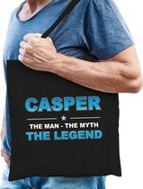 Naam cadeau Casper - The man, The myth the legend katoenen tas - Boodschappentas verjaardag/ vader/ collega/ geslaagd