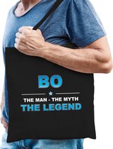 Naam cadeau Bo - The man, The myth the legend katoenen tas - Boodschappentas verjaardag/ vader/ collega/ geslaagd