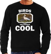 Dieren vogels sweater zwart heren - birds are serious cool trui - cadeau sweater lepelaar vogel/ vogels liefhebber M