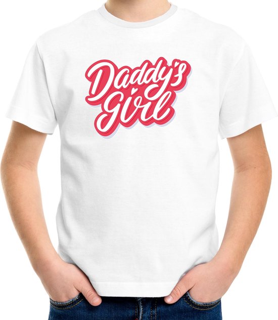 Daddys girl vaderdag cadeau t-shirt wit voor meisjes - Vaderdag / papa kado 146/152