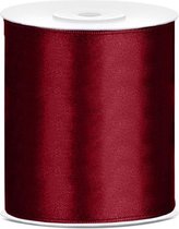 1x Hobby/decoratie bordeaux rood satijnen sierlint 10 cm/100 mm x 25 meter - Cadeaulinten satijnlinten/ribbons