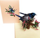 pop-up twee vogels op een tak kaart-wenskaart-met envelope-valentijn