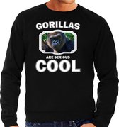 Dieren gorilla apen sweater zwart heren - gorillas are serious cool trui - cadeau sweater stoere gorilla/ gorilla apen liefhebber 2XL