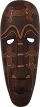 J-Line Masker Afrikaans Open Ogen Polyresin Bruin L 14 x B 14 x H 12 cm