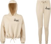 FitProWear Joggingpak Dames Beige - Maat XL - Joggingpak - Joggingbroek - Trainingspak - Huispak - Sportpak - Trainingskleding - Vrije tijds kleding dames - Dames Joggingpak - Jogg