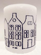 RUSTIK LYS | BY KIMMI | Hollow hurricane cylinder Amsterdam | 10 x 11 cm |Printed houses | Wit | Windlicht | Kaarshouder | Inclusief 3 Waxinelichtjes