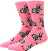 Sokken dames roze print konijn 36-40