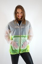 Moderne doorzichtige regenjas Dames Transparante jas met groen - Maat XL