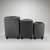 The Suitcase Society - Darkslate Gray Waves Edition - Moderne 3-delige kofferset met 4 dubbele wielen