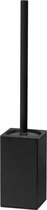 VDN Stainless Toiletborstel met houder - Toiletborstelhouder - Zwart - Wc borstel met houder - Vierkant - RVS - Vrijstaand