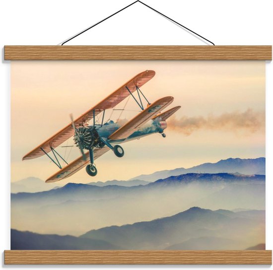 Schoolplaat – Zweefvliegtuig boven de Bergen - 40x30cm Foto op Textielposter (Wanddecoratie op Schoolplaat)