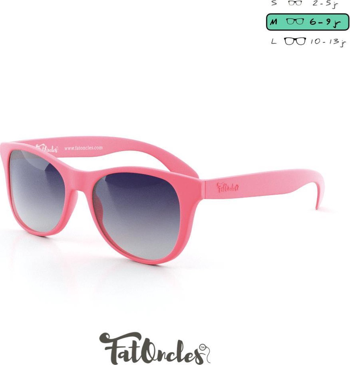 Kinder zonnebril. FatOncles FRANK-medium, roze. Flexibel, ultralicht & veilig. Voor kinderen van 6 t/m 12 jaar.
