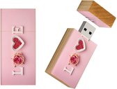 I love you hout rechthoek usb stick 64gb model 1018 – Valentijnsdag cadeau, Liefde cadeau, ik hou van jou, valentijn cadeautje,