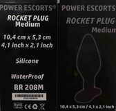 Power Escorts - Rocket Plug Medium Anal Plug  - 10,4 × 5,3 CM / 4,1 × 2,1 Inch - Butt plug - Zwart - kwaliteit Silicone  - geen goedkoop tpe materiaal - gave Cadeaubox - BR208M