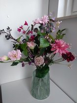 Zijden boeket / Kunstbloemen rose-lila-paars