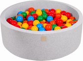 Ballenbakje.nl® Ronde Ballenbak set incl 200 ballen 90x30cm - Licht Grijs: Geel, Rood, Donker Groen, Oranje, Blauw