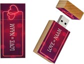 Valentijnsdag cadeau hout rechthoek usb stick met naam 64gb model 1012 – I love you, Ik hou van je, Liefde cadeau, Liefdescadeau