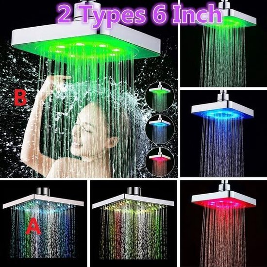 LED Douchekop | Waterval | LED Shower | Chrome | Met gekleurde LED  Verlichting |... | bol.com
