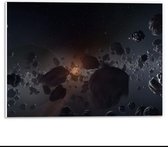 Forex - Zwevende Rotsen in de Ruimte - 40x30cm Foto op Forex
