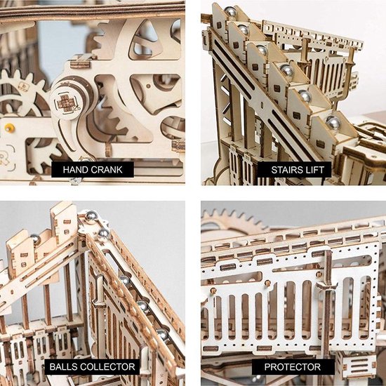 Wood Trick - Modelbouw 3D Houten Puzzel 'Spiral Marble Run'  Spiraal Knikkerbaan 558 Stuks Geen Lijm Noch Verf Nodig