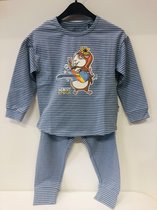 Woody pyjama meisjes/dames - blauw-gebroken wit gestreept - cavia - 211-1-PZB-Z/986 - maat 104