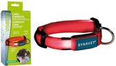 Dynavet - lichtgevende halsband - rood - 3 standen - aanpasbaar in lengte van 25 tot  55 cm