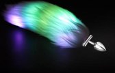 Kinky Secrets Blauwe Buttplug Staart Met Led Verlichting En Zelfondersteunend Skelet In De Kern - Anale Staart Voor Petplay En Furry
