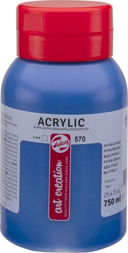 Talens Art Creation Pot de peinture acrylique 750mL 570 Bleu phtalo