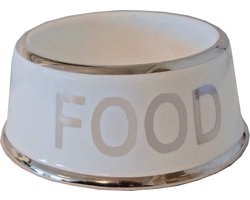 Voerbak Hond Food Wit/Zilver - 18 CM