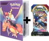 Afbeelding van het spelletje Pokémon Verzamelmap + 1 Pak Kaarten - Charizard, Ash & Pikachu Paars
