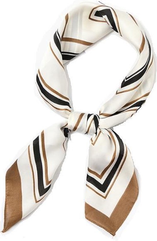 MINIIYOU® Elegant Stijlvol Dames haar sjaal - beige strepen- hals sjaaltje  68x68 cm |... | bol.com