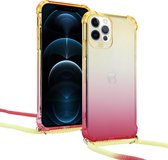 ShieldCase Hoesje met koord geschikt voor Apple iPhone 12 Pro Max 6.7 inch - geel/roze