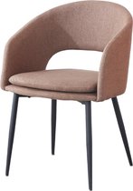 Stof eet stoel - Troon Collectie - Stoel bruin - Met armleuning - Eetkamerstoel stof bruin - Moden - Dineerstoelen - Tafelstoelen - Huiskamer stoelen