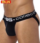 Jockstrap Met Brede Banden Zwart Geperforeerd Maat M