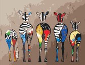 Schilderen op nummer |Inclusief | Frame | 30 x 40 cm |Multicolor Zebra| Verven op nummer | Canvas | DIY | Cadeau | Familie | Paint by number | Kwasten | Verf | Hobby | Dieren | Sei