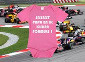 Rompertjes baby - papa en ik kijken formule 1- baby kleding met tekst - kraamcadeau jongen - maat 56 roze