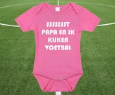 Rompertjes baby - papa en ik kijken voetbal - baby kleding met tekst - kraamcadeau jongen - maat 68 roze