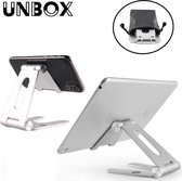 UNBOX - Tablet houder / Telefoonhouder - Opvouwbaar / Inklapbaar - voor iPhone, iPad, Telefoon  - Zilver