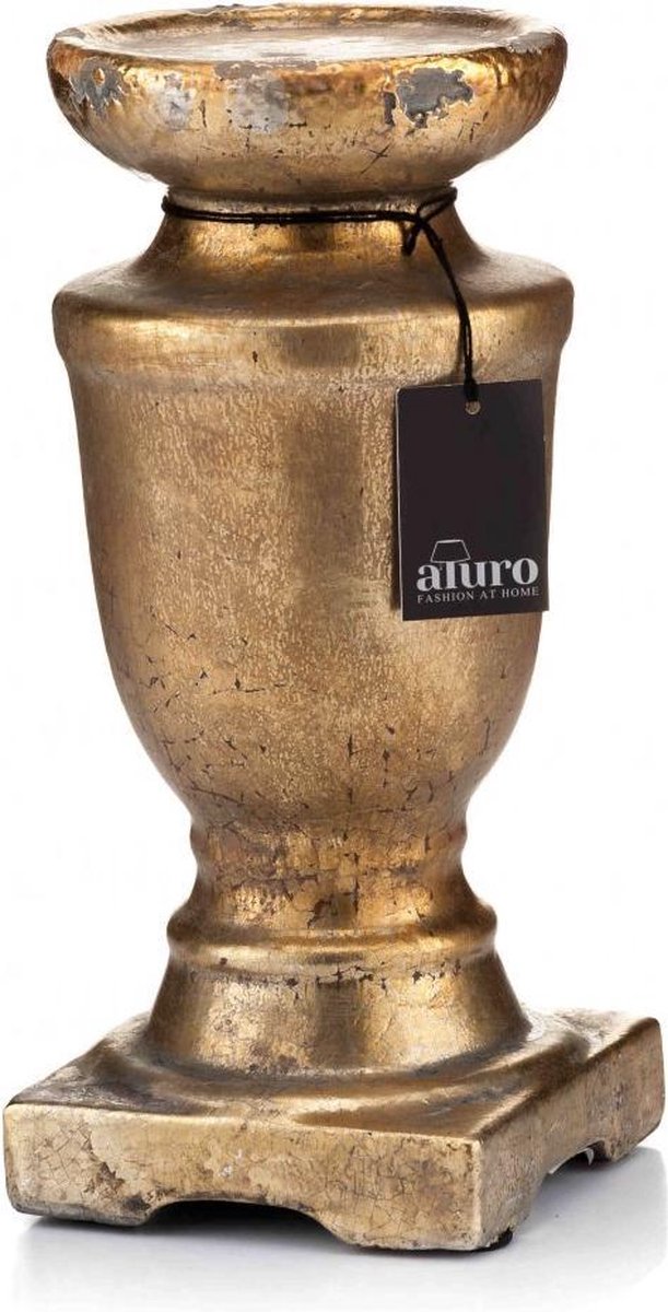 Decoratieve Verouderd Kandelaar XL 32 cm Antiek Goud