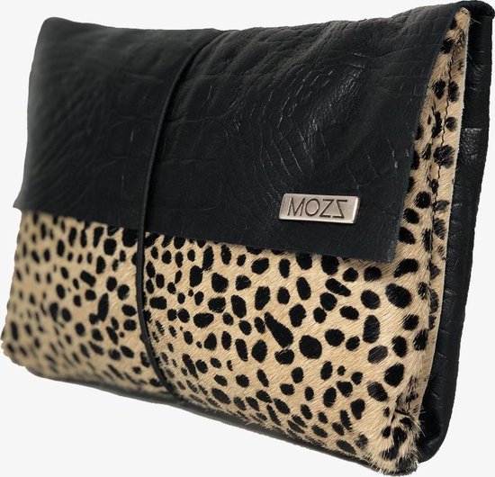 Product: MOZZ Luieretui Leer Croco Zwart Baby Cheetah, van het merk Mozz Bags
