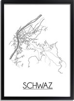 Schwaz Plattegrond poster A4 + fotolijst zwart (21x29,7cm) - DesignClaud