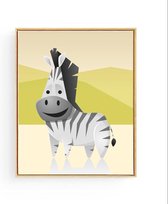 Poster Safari Dikke Zebra - 40x30cm/A3 - Dieren - Baby / Kinderkamer - Muurdecoratie - Postercity