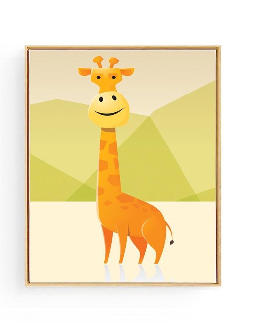 Poster Safari Dikke Giraffe - 70x50cm - Baby / Kinderkamer Muurdecoratie